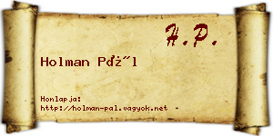 Holman Pál névjegykártya